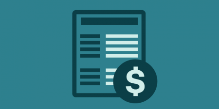 Illustration of a form icon with a dollar sign overlayed.
