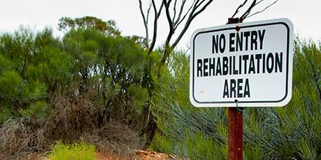 Bushland and a sign that reads "no entry rehabilitation area".
