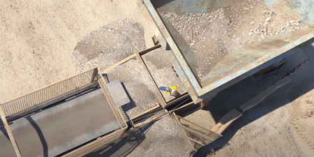 Mine worker falling into conveyor chute 