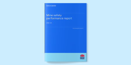 The front cover of the Annual mine safety performance report 2022–23 on a blue background